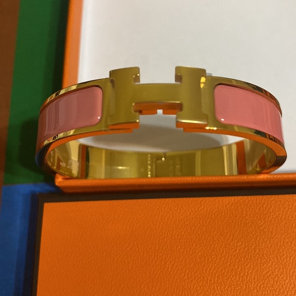 NEW HERMÈS CLIC H BRACELET PINK - Picture 12 of 17